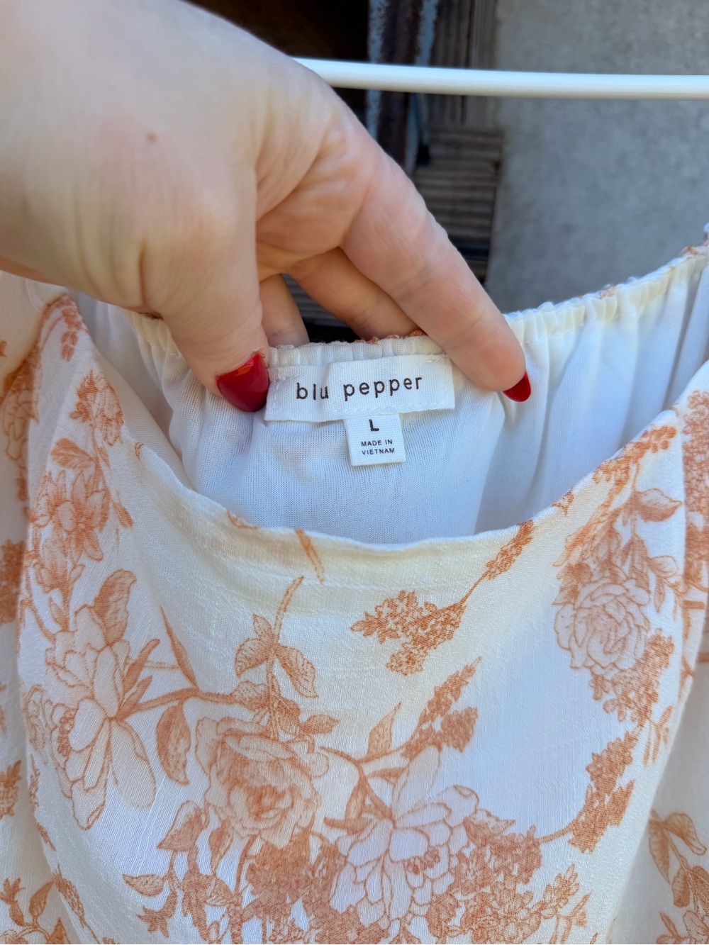 Blu Pepper Peach Floral Off-The-Shoulder Dress | Size Large - Picture 5 of 7